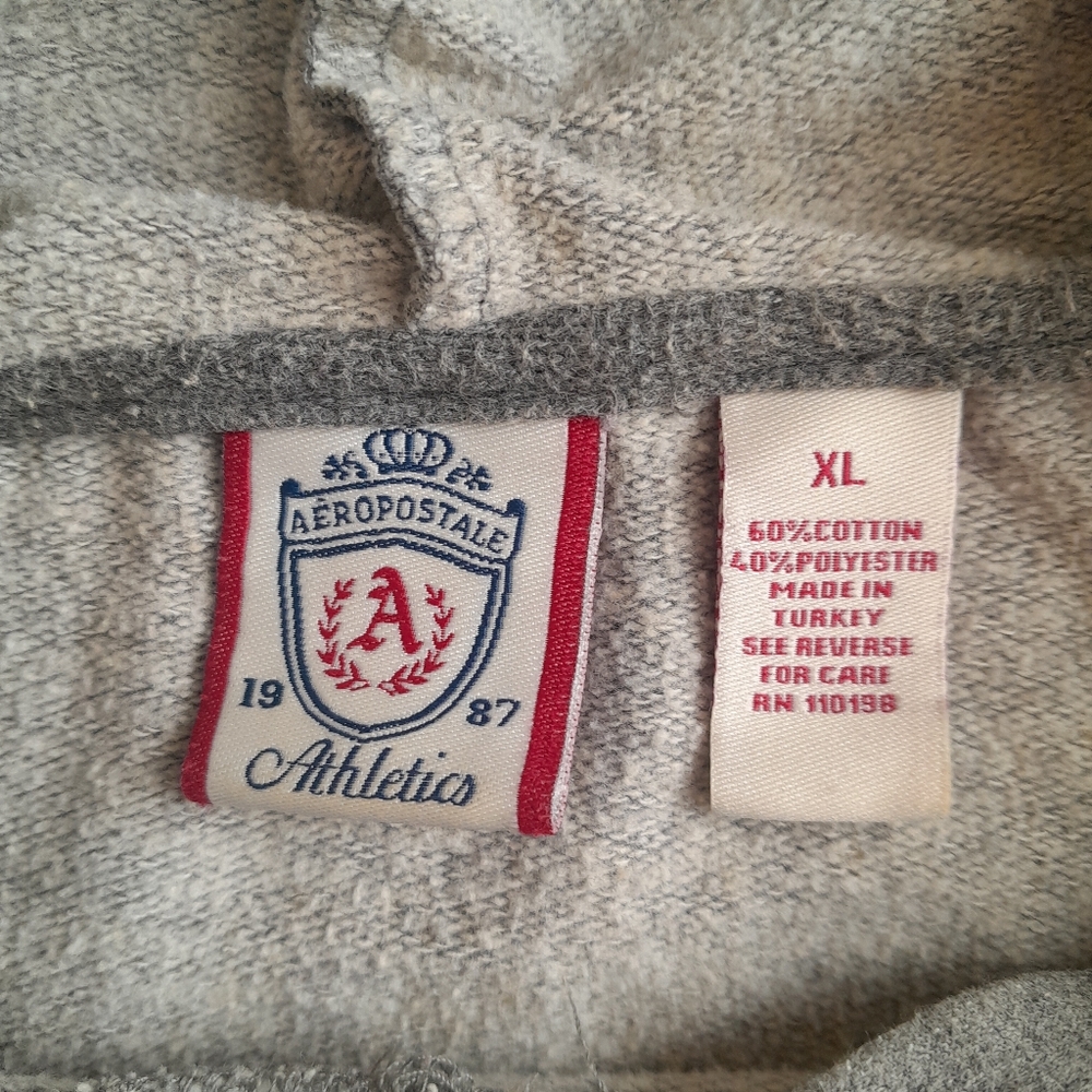 354a. gray vintage Aeropostale long sleeve embroidered y2k hoodie sweatshirt, XL - Picture 3 of 8
